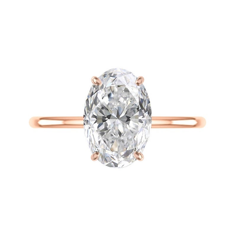 2 Carat Oval Lab Grown Diamond Ring / 2 CT Oval Diamond Thin Engagement Ring  / Dainty Ring / 14k Gold Gold Elongated Oval Diamond / VS1 F - Etsy