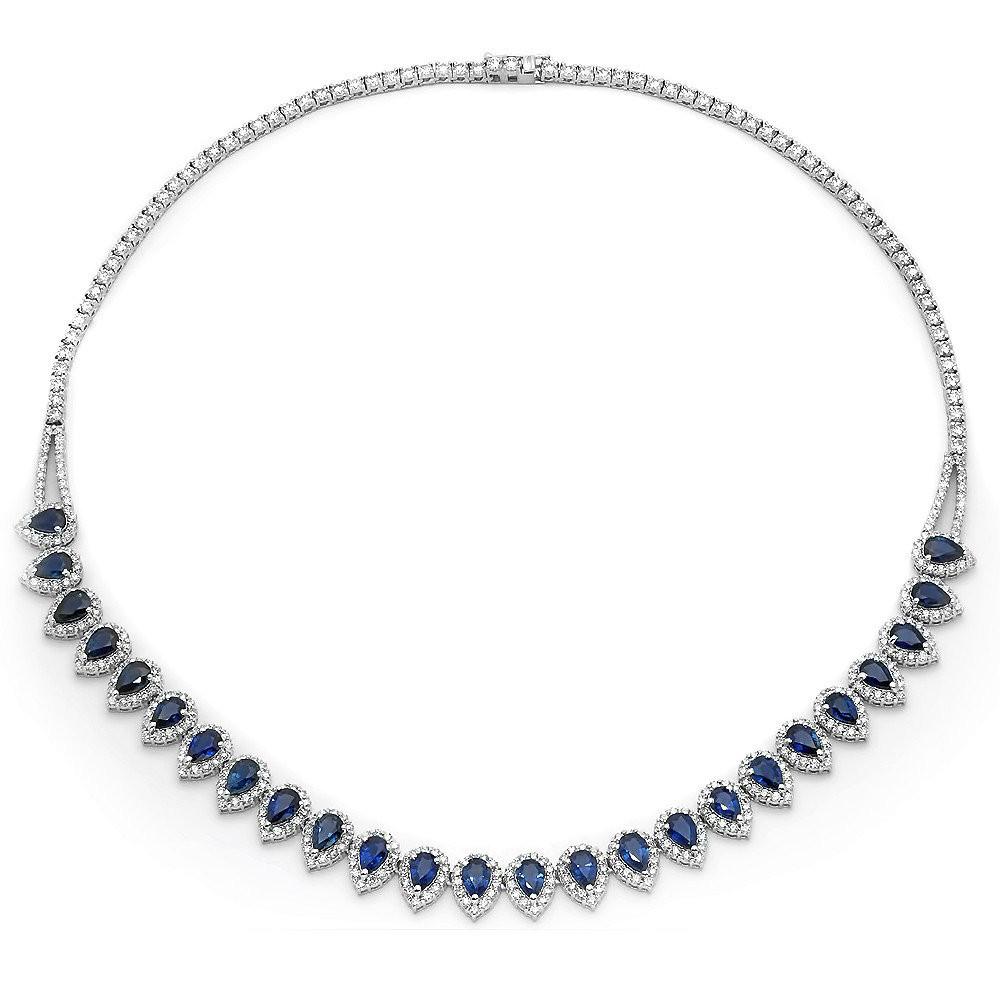 Princess Sapphire and Diamond Necklace – Steven Singer Jewelers