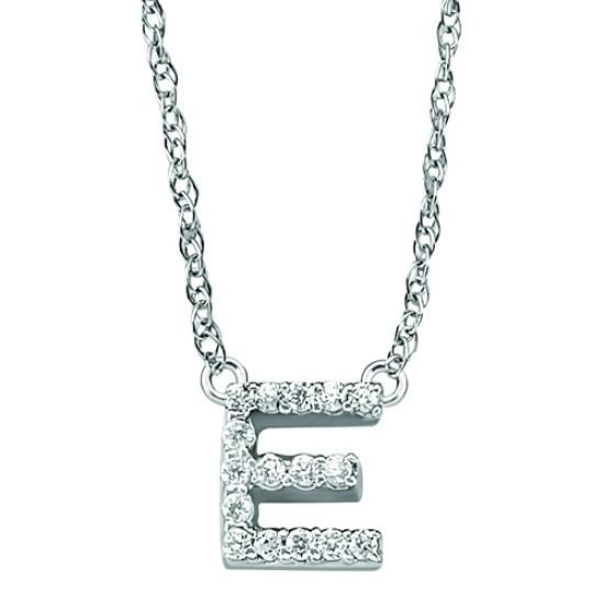 Necklaces and Pendants - Diamond Letter E Pendant Rose Gold - PD269RG-E