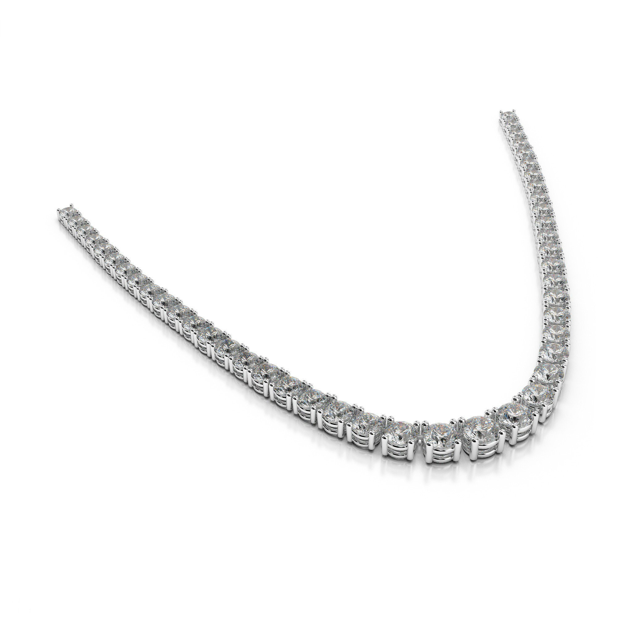 4PT- From 7.00CT - 14.20CT. Tennis Necklace 14K White Gold (4 Prong) –  White Carat - USA & Canada