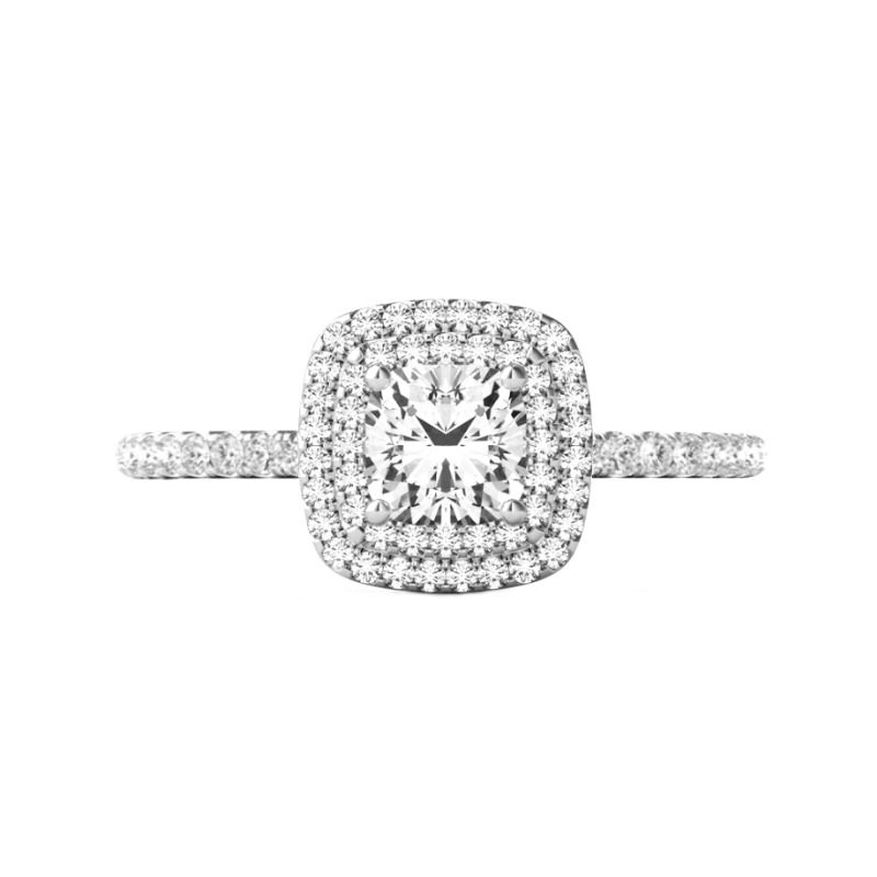 1 Carat Cushion Shape Halo Diamond Engagement Ring in 10K White Gold (Ring  Size 7) - Walmart.com