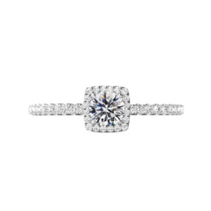 0.60 Carat Round Diamond & Cushion Halo Engagement Ring