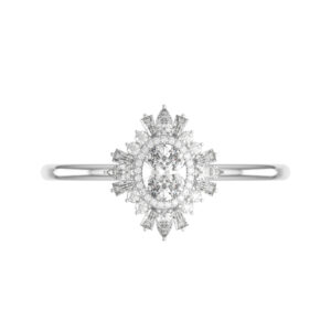 0.60 Carat Oval Diamond & Art Deco Halo Ring