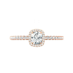 0.80 ct Cushion Diamond & Halo Engagement Ring Rose Gold