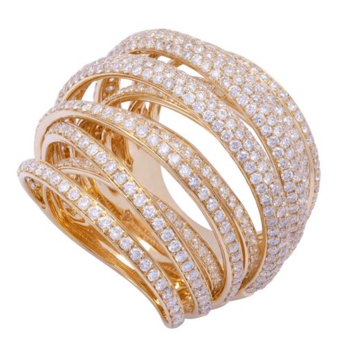 Diamond Crossover Fashion Ring 14k Yellow Gold