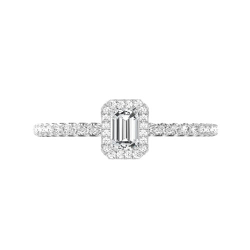 1 Carat Emerald Diamond & Halo Engagement Ring