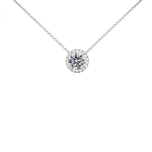 1 Carat Round Diamond & Halo Necklace