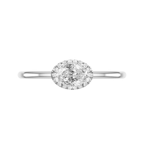 1 Carat Oval Diamond & Halo East West Solitaire Ring