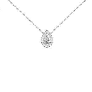1 Carat Pear Diamond & Halo Pendant Necklace