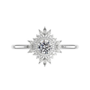 1 Carat Round Diamond & Art Deco Halo Ring