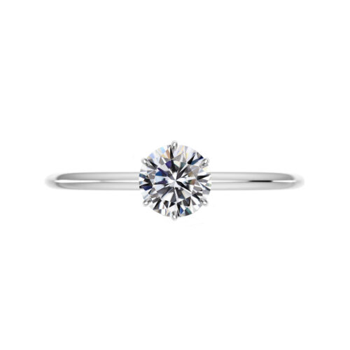 1 Carat Round Diamond Six Prong Knife Edge Solitaire Ring