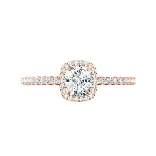 1.00 ct Cushion Diamond & Halo Engagement Ring Rose Gold