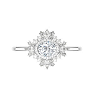 1.20 Carat Oval Diamond & Horizontal Art Deco Halo Ring