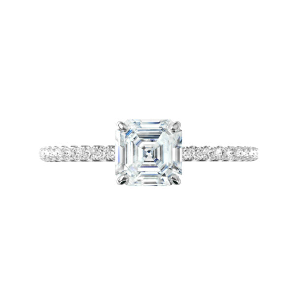 1.30 Carat Asscher Diamond Pave Engagement Ring