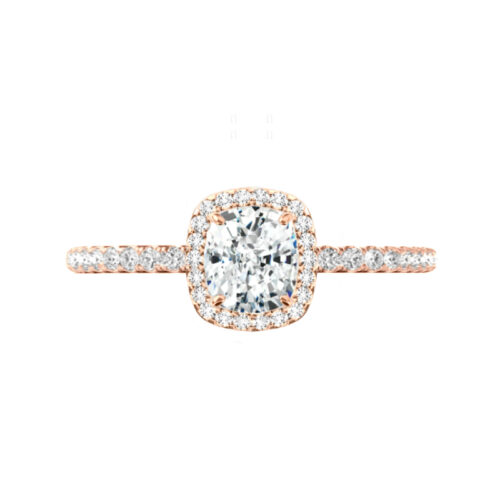 1.40 ct Cushion Diamond & Halo Engagement Ring Rose Gold