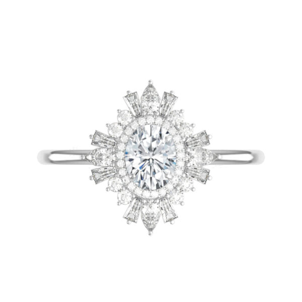 1.50 Carat Oval Diamond & Art Deco Halo Ring