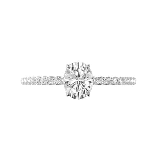 1.50 Carat Oval Diamond Pave Band Engagement Ring