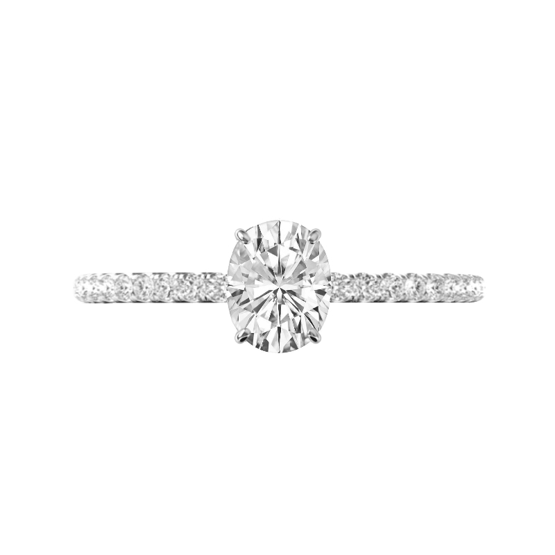 1.60 Carat Oval Natural Diamond Engagement Ring with Hidden Halo