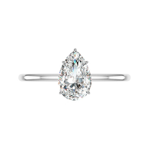 1.50 Carat Pear Diamond & Pave Prongs Solitaire Ring