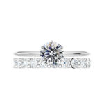 1.50 ct Round Moissanite Six Prong Solitaire & 2.8mm Diamond Eternity Band Set