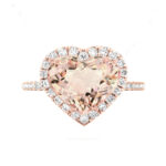 10 Carat Heart Morganite & Diamond Halo Ring