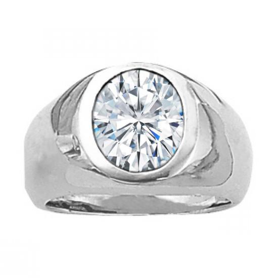 2.25 ct Oval Forever One Moissanite Solitaire Men's Ring