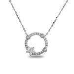 Diamond Circle Star Pendant Necklace
