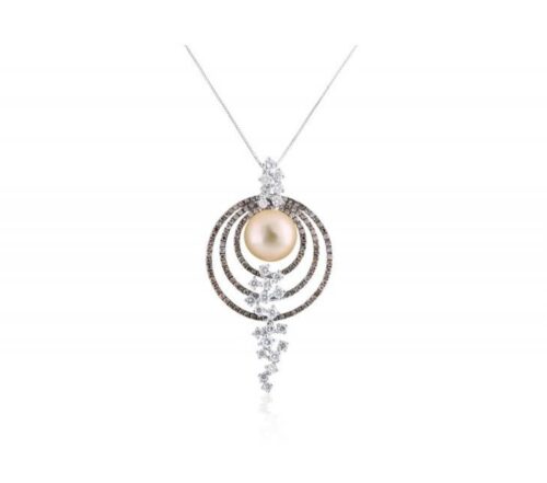 Pearl & Diamond Cascade Pendant Necklace 18k