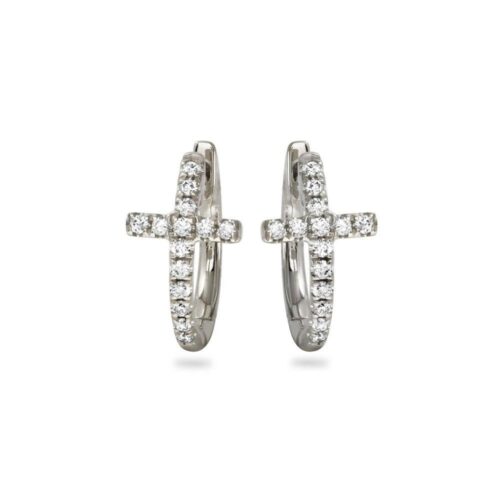 Diamond Cross Hoop Earrings