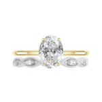 2.50 Carat Oval Moissanite Solitaire & Marquise Diamond Band
