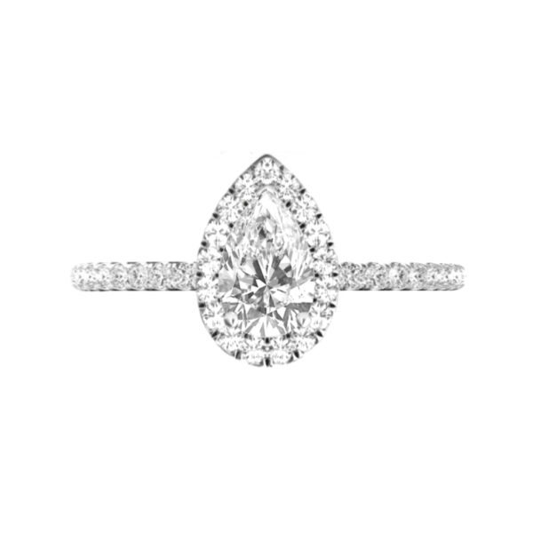 2 Carat Pear Diamond & Halo Engagement Ring