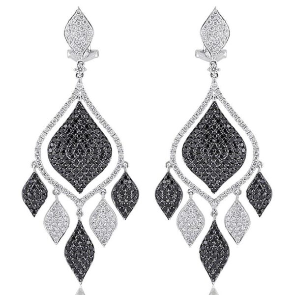 4.87 ctw Black Diamond & White Diamond Earrings 18k