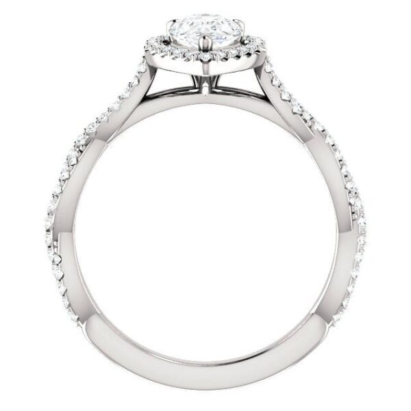 0.70 Carat Pear Diamond & Halo Twisted Shank Engagement Ring