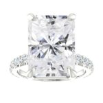 9.30 Carat Radiant Cut Forever One Moissanite & Diamond Hidden Halo Engagement Ring