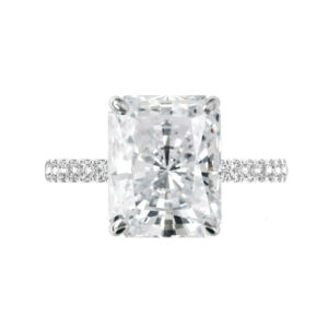 7 Carat Radiant Moissanite & 2mm Diamond Pave Ring
