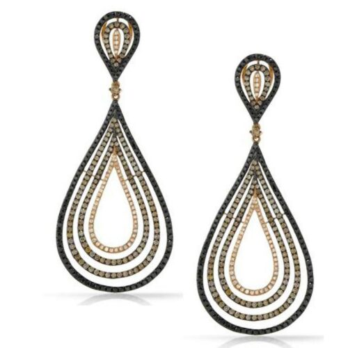 5.54 ctw Brown Diamond, Black Diamond & White Diamond Earrings