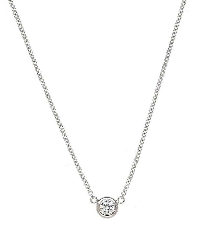 0.15 Carat Bezel-Set Diamond Solitaire Necklace 18k - Raven Fine Jewelers