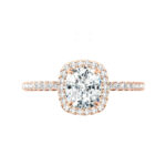 2 ct Cushion Diamond & Halo Engagement Ring Rose Gold