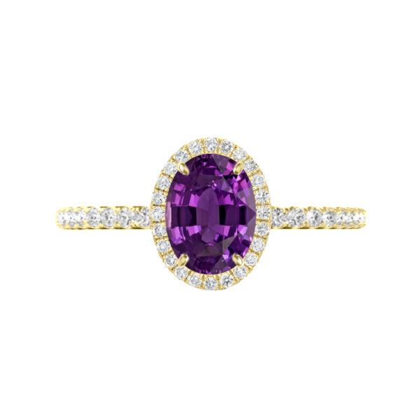 2.00 Oval Purple Sapphire & Diamond Halo Ring
