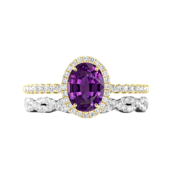 2.00 Oval Purple Sapphire Ring & Diamond Braided Band
