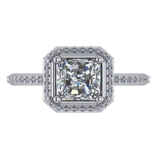 1.50 Carat Square Radiant Diamond & Halo Ring