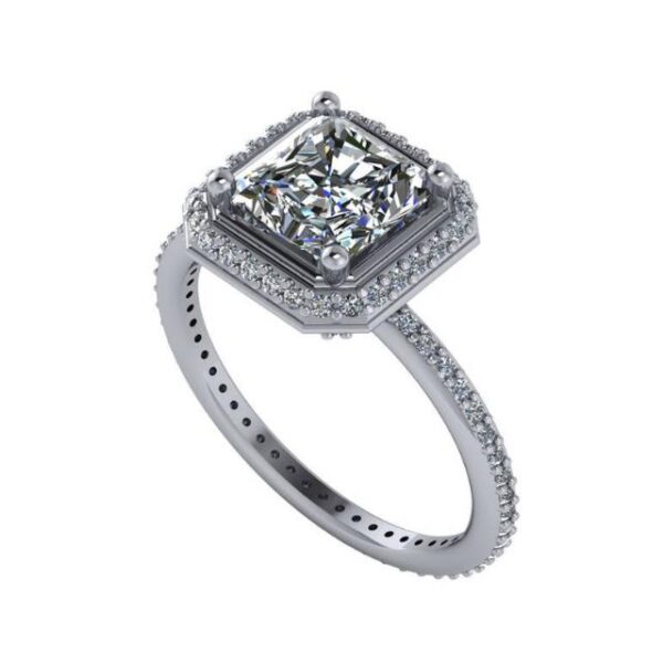 1.50 Carat Square Radiant Diamond & Halo Ring