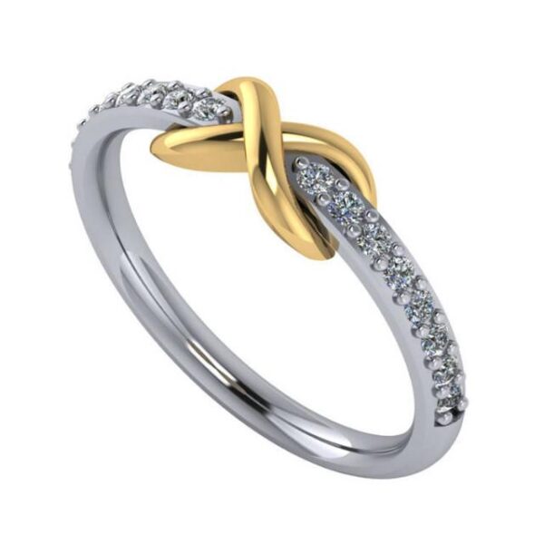 14k Two Tone Infinity Diamond Ring