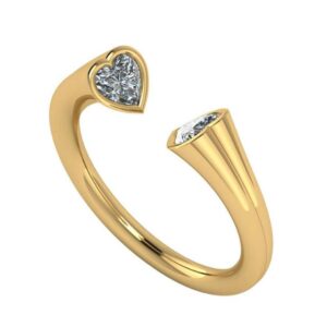 0.60 ctw Heart Diamond Bezel Open Cuff Ring