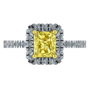 1.00 Carat Radiant Yellow Diamond & Halo Engagement Ring