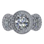 3 Carat Oval Diamond & Halo Three Stone Vintage Ring