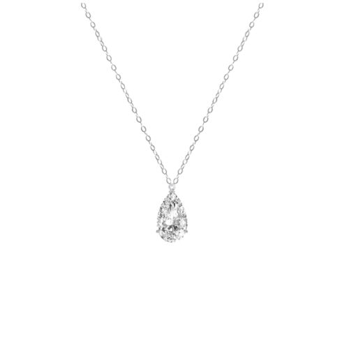 3 Carat Pear Diamond Solitaire Pendant Necklace