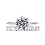 3.50 ct Round Moissanite Six Prong Solitaire & 3.5mm Diamond Eternity Band Set
