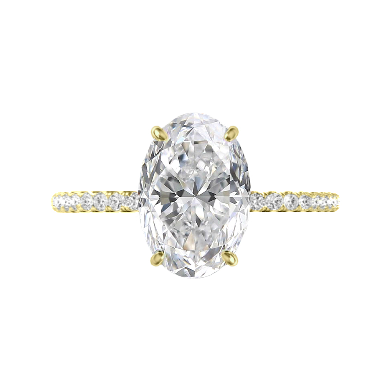 The Classic Hidden Halo Oval Engagement Ring in Yellow gold