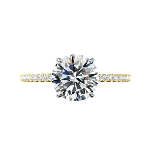 4 ct Round Moissanite & Diamond Hidden Halo Cathedral Ring